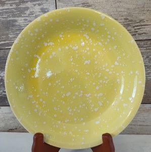 Jamestown Country pottery Yellow Paint Speckled  Dish Bowl vintage